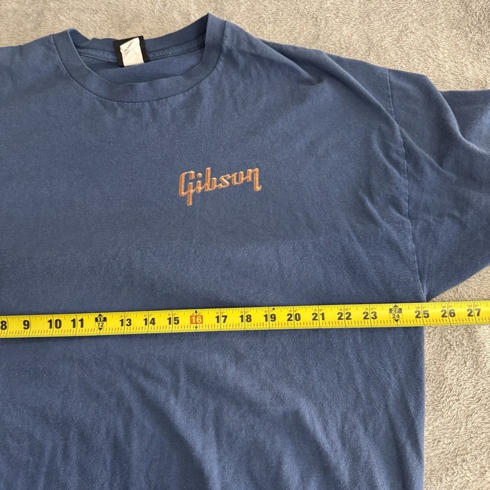 Vintage Gibson Guitar Shirt Size XXL Navy Blue Made in USA Distressed 2XL - Picture 9 of 9